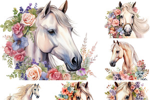 Horses With Flowers Clipart - 14 Png