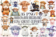 Halloween Highland Cow Ghost Clipart, an Illustration by Sublimation Artist (Thumbnail 1 of 6)