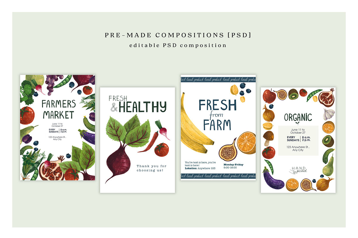 Organic Food Clipart & Branding, a Food Illustration by Illustrations Lazarteva (Photo 8 of 10)