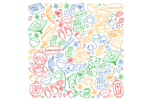 Japan. Vector pattern with japanese