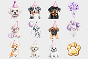 Watercolor Puppy Birthday Clipart, a Seasonal Illustration by Design Market (Thumbnail 3 of 5)