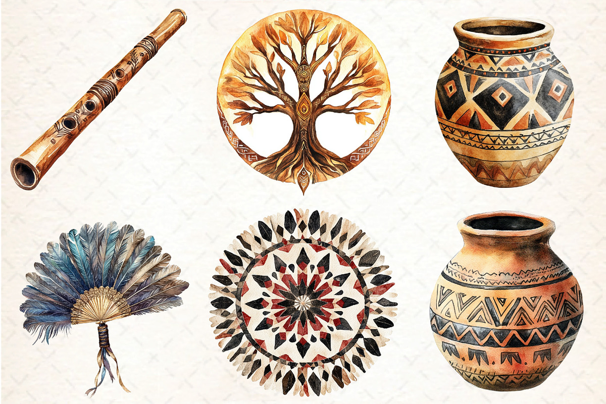 Native Culture Watercolor Clipart, an Illustration by DreamCafeArt (Photo 4 of 7)