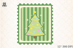 Christmas Tree Coquette Stamps png, an Illustration by Libby Wishes