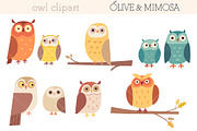 Owl characters set, an Animal Illustration by Olive & Mimosa (Thumbnail 1 of 2)