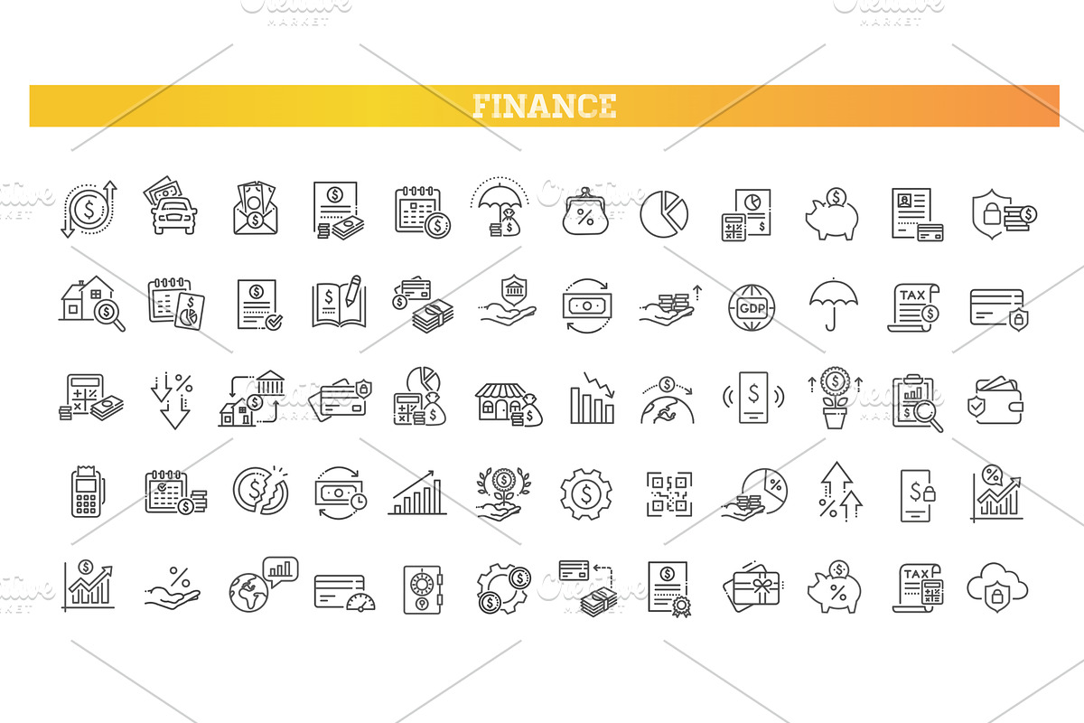Finance Line Icons Set. Vector, an Outline Icon by Tettygreen (Photo 1 of 2)