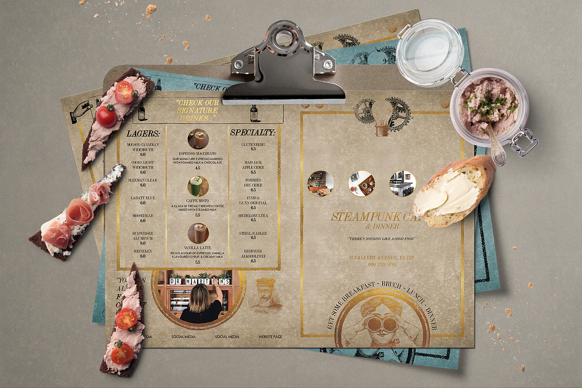 Steampunk Cafe Food Menu, a Brochure Template by BlueRobinStudio (Photo 4 of 5)