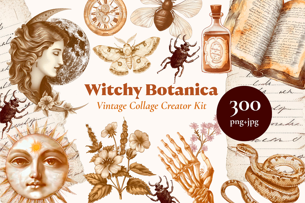 Witchy Botanica Collage Kit, an Object Graphic by Idressart (Photo 1 of 9)