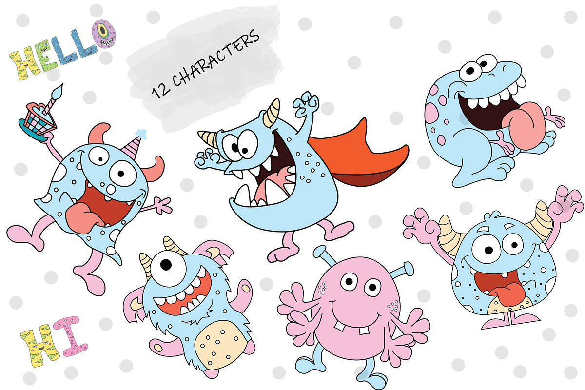 Kids Patterns & Alphabets - Monsters, a Pattern Graphic by Pixavics (Photo 2 of 7)