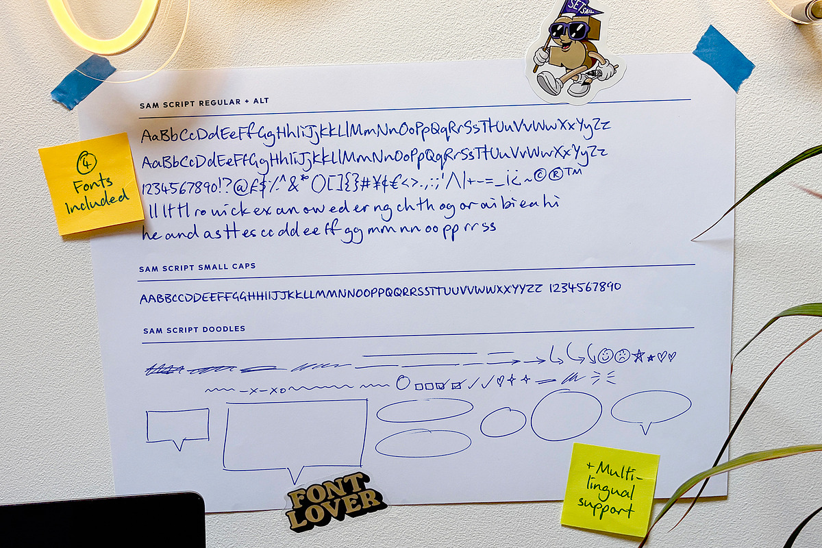 Sam Script 4 Biro Pen Fonts, a Script Font by Sam Parrett (Photo 8 of 8)