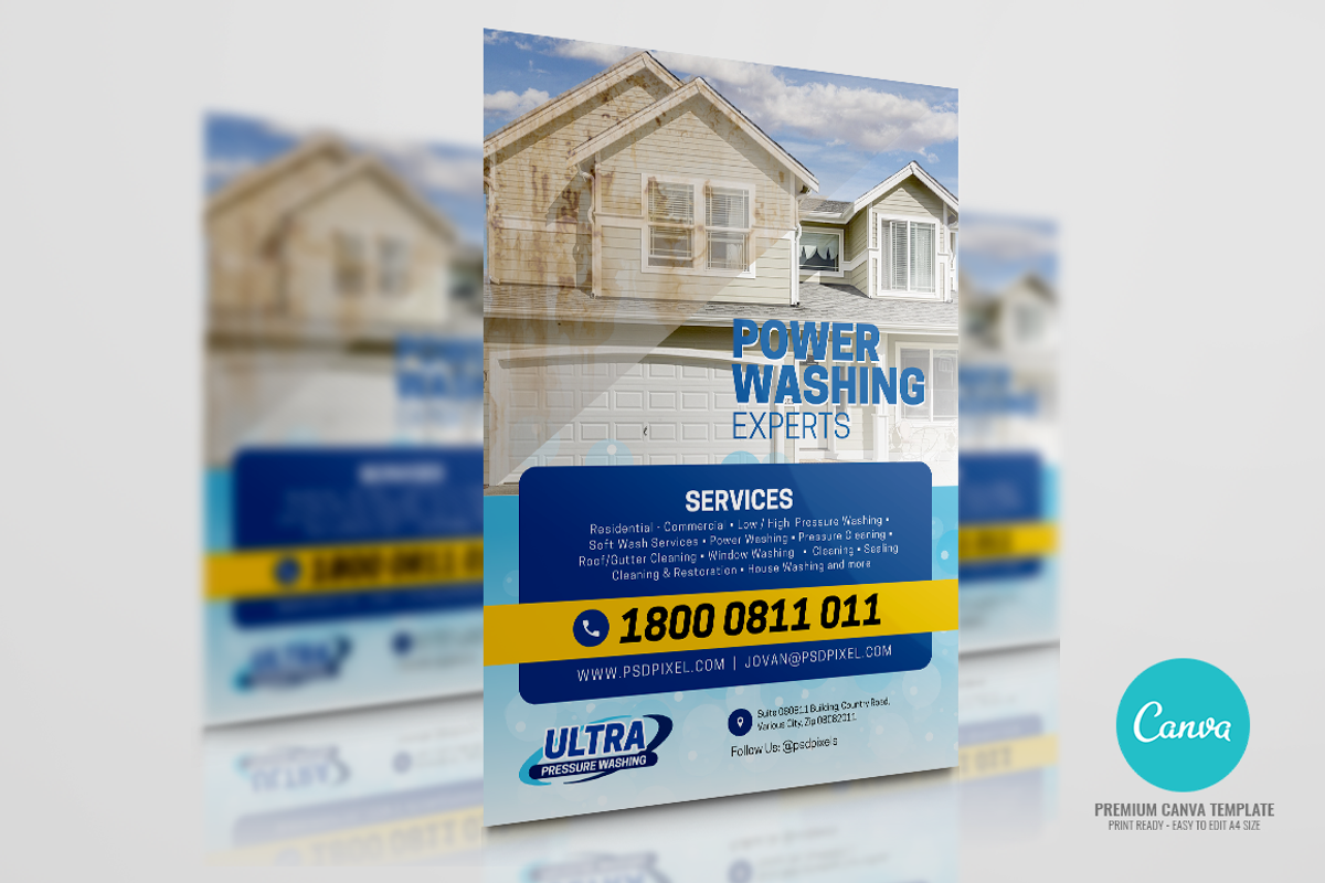 Power Cleaning Services Canva Flyer, a Flyer Template by PSDPixel (Photo 2 of 4)