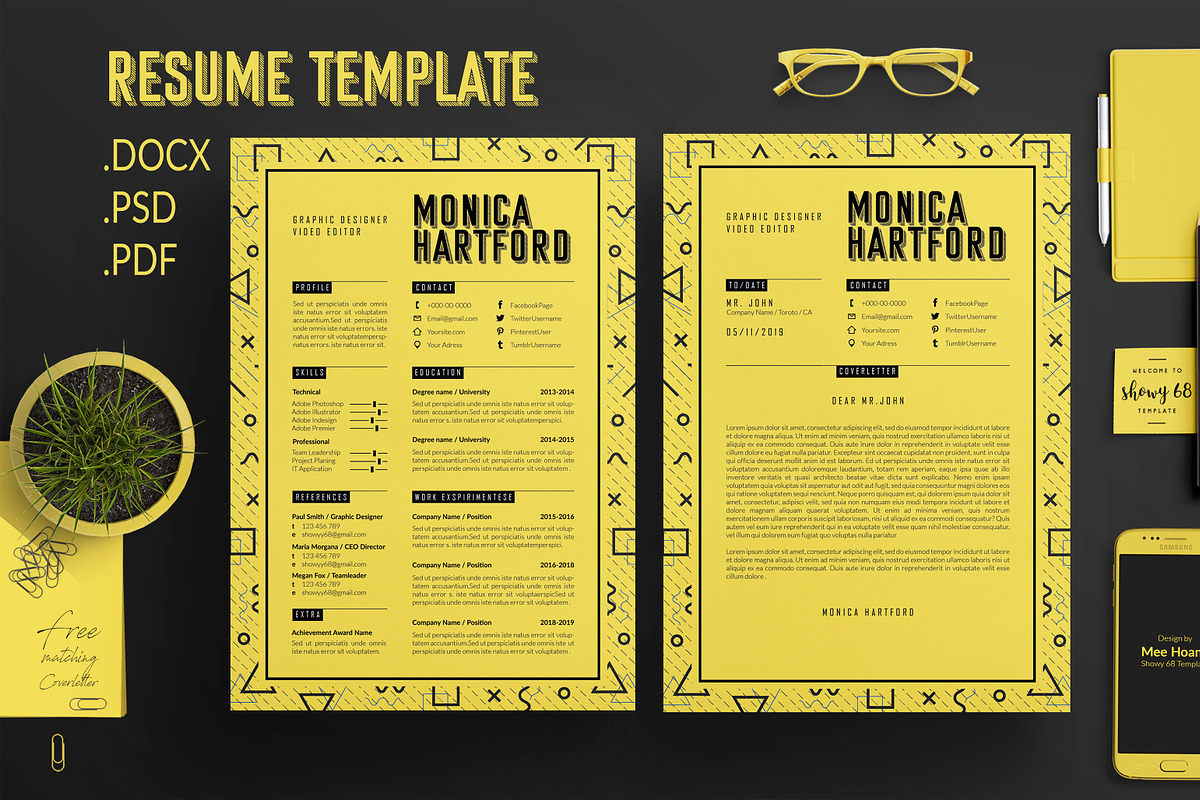Retro Resume Template /Coverletter M, a Resume Template by Showy68 Template (Photo 1 of 5)