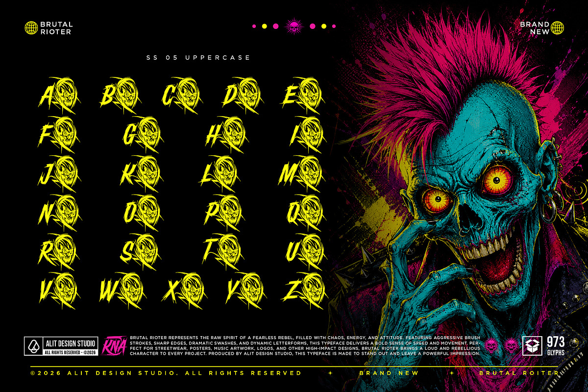 Brutal Rioter Typeface, a Script Font by alit design (Photo 2 of 20)