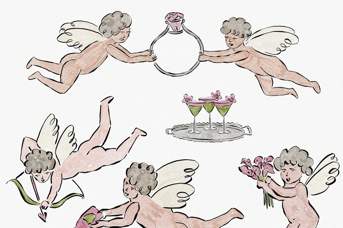 Chartreuse & Pink Wedding Clipart, an Object Illustration by Teresa Art Store (Photo 5 of 7)