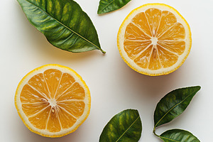 Realistic lemon slices isolated on t, a Food & Drink Photo by Pixeness Studio