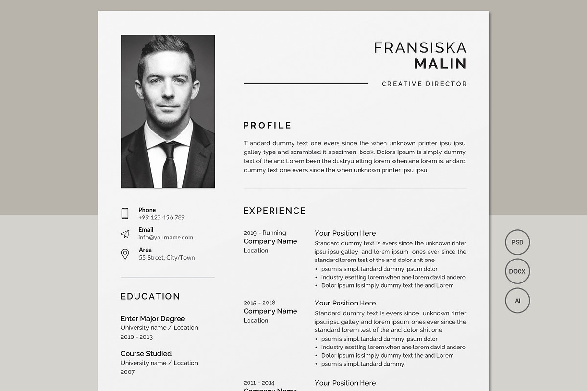 Resume Template / CV, a Resume Template by Creatune (Photo 1 of 4)