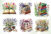 Pretty Books with Flowers Sublimatio, an Illustration by CreationArt (Thumbnail 2 of 5)