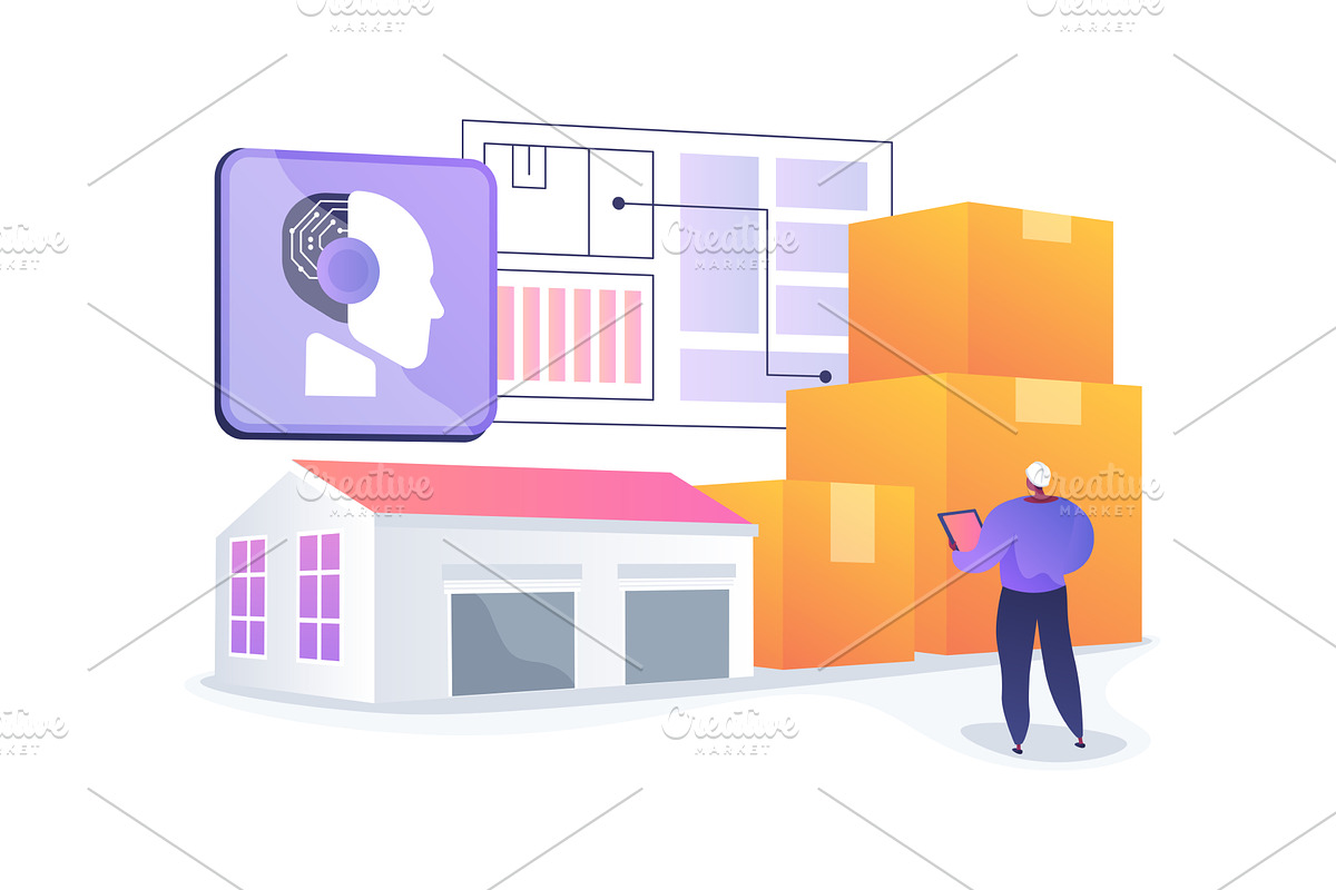 AI Warehouse Inventory Management, an Illustration by Visual Generation