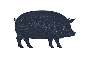 Black pig profile, textured pork, an Animal Illustration by Foxys Graphic