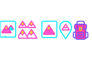 Digital icons depicting mountains, an Illustration by ZinetroN