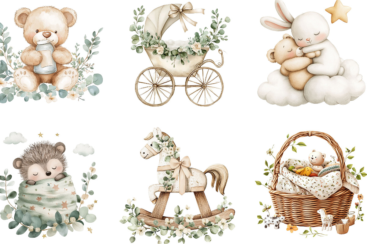 Neutral Baby Shower Clipart, a Seasonal Illustration by Designking (Photo 5 of 5)