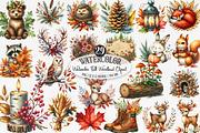 Watercolor Fall Woodland Clipart Bun, an Illustration by Designking (Thumbnail 1 of 4)