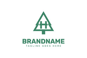 Letter H Pine Tree Logo, a Branding & Logo Template by Pray Art Design Studio
