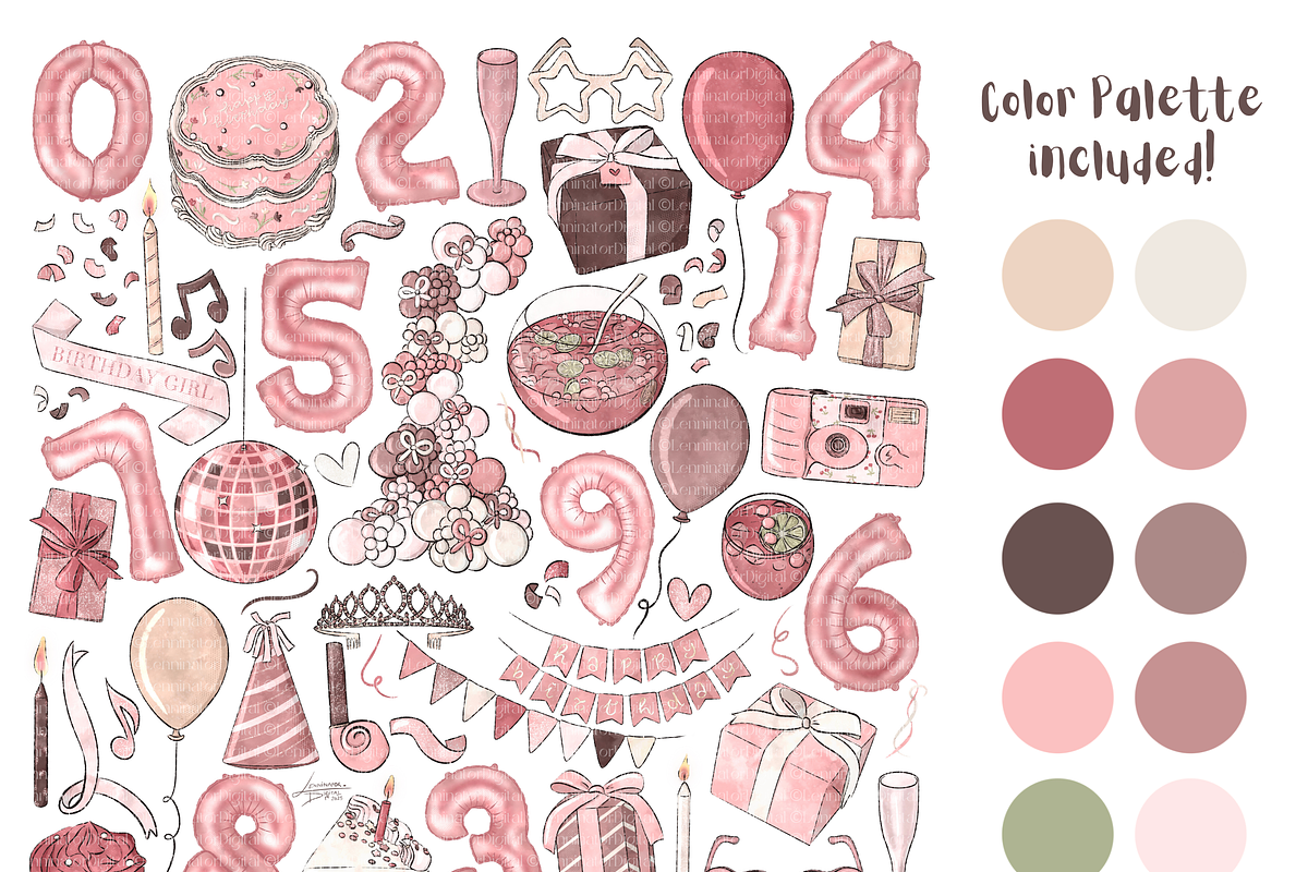 Happy Birthday Party Clipart PNG, a Decorative Illustration by Lenninator Digital (Photo 2 of 9)