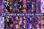 Purple Witch Digital Paper, a Pattern Graphic by CreationArt (Thumbnail 1 of 4)