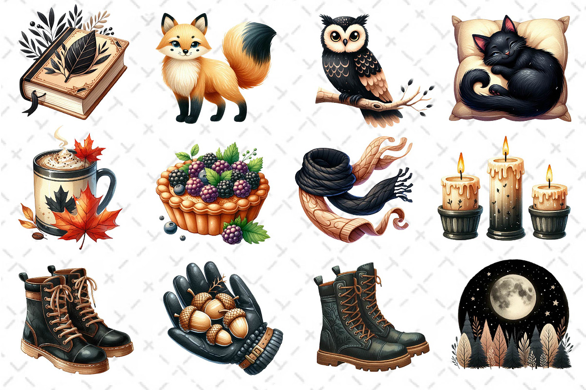 Beige & Black Autumn Clipart, an Illustration by Dream Creation (Photo 3 of 4)
