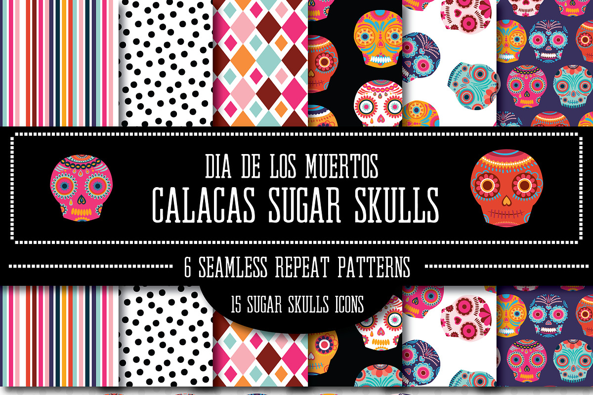 Sugar Skulls Icons and Papers, a Texture Graphic by happychinchilla (Photo 2 of 3)