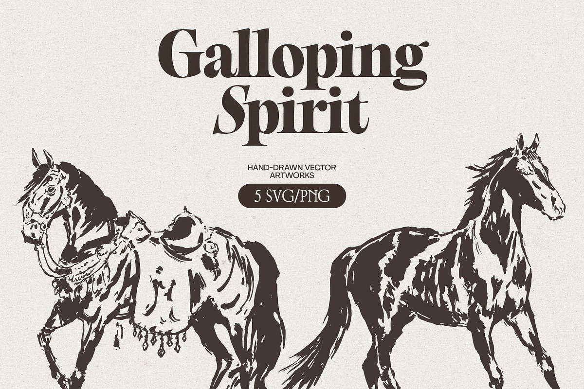 Galloping Horse Spirit Sketches, an Animal Illustration by TheMountBirdStudio (Photo 1 of 6)