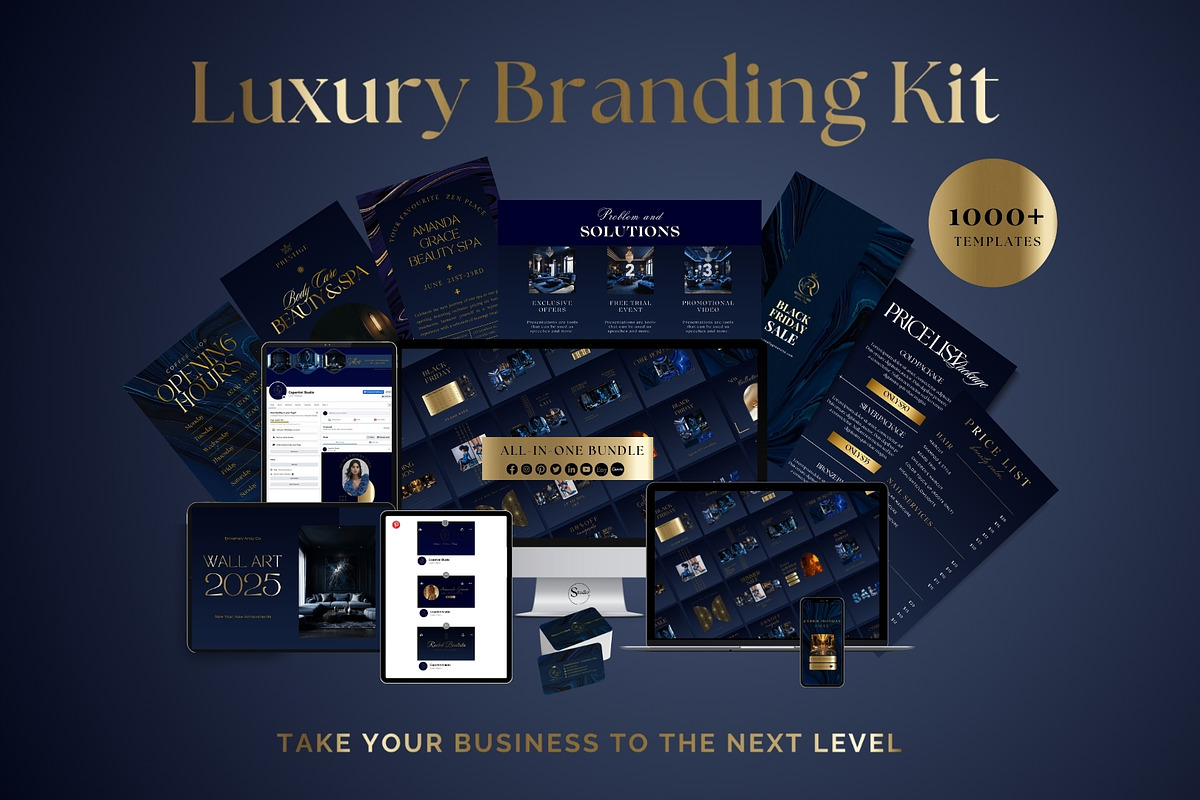 1000 Branding Kit Blue Gold, a Branding & Logo Template by CopertiniStudio (Photo 1 of 9)