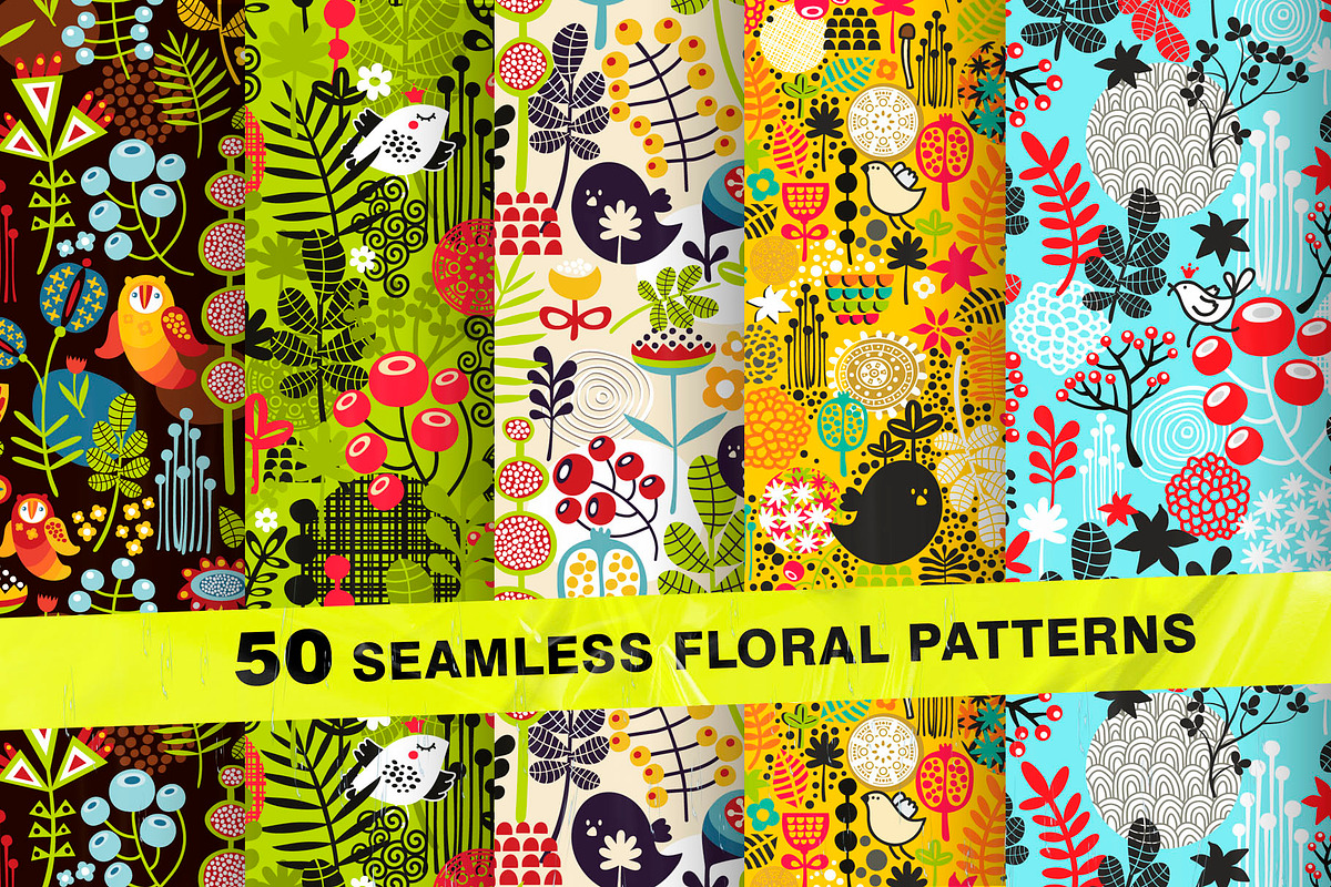 Big set of floral patterns, a Pattern Graphic by eka panova (Photo 1 of 3)