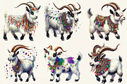 Watercolor Mardi Gras Goat Clipart, an Illustration by DreamCafeArt (Thumbnail 3 of 6)