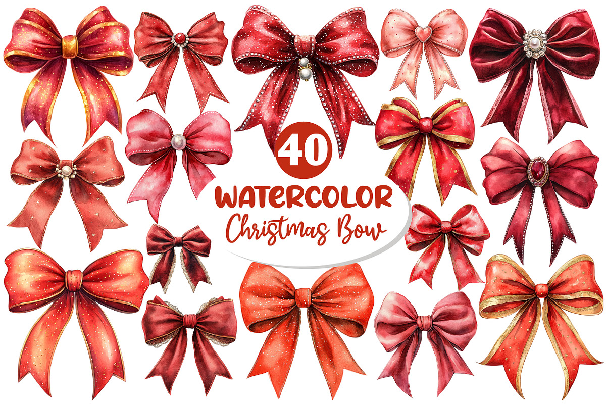 Red Coquette Christmas Bow clipart, an Illustration by Dream Creation (Photo 1 of 7)