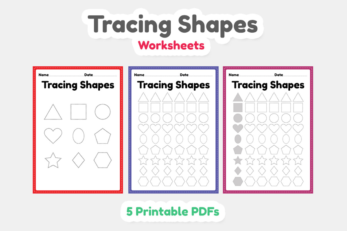 Tracing Shapes Worksheets, an Education Illustration by TukTuk Design (Photo 1 of 6)