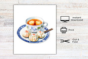 Watercolor Chinese Dim Sum Clipart, an Illustration by Canvas Craft (Thumbnail 8 of 8)