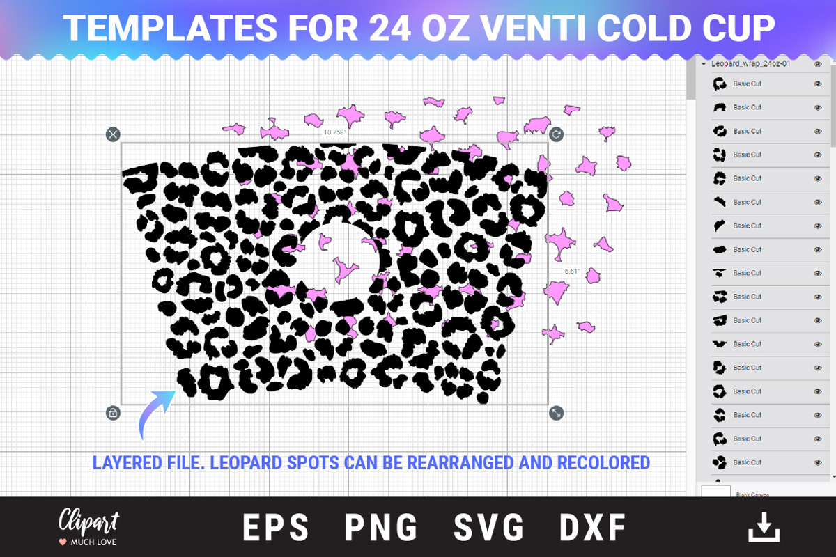 Leopard Pre-sized Wrap Cold Cup 24oz, an Object Graphic by ClipartMuchLove (Photo 3 of 4)
