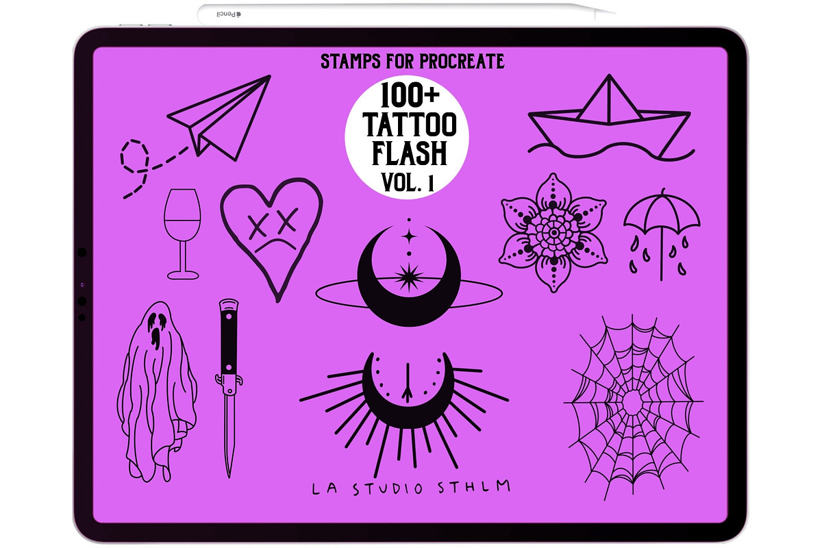 BUNDLE 1 - Tattoo Flash - Stamp Sets, a Brush Add-On by LA Studio Sthlm (Photo 9 of 17)
