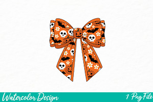 Halloween Haunts Bow PNG, an Illustration by Watercolor design