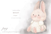Cute Bunny. Clipart Watercolor, an Animal Illustration by sheincar (Thumbnail 1 of 4)