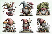 Whimsical Gnome Clipart Bundle, an Illustration by Creative Art (Thumbnail 4 of 11)