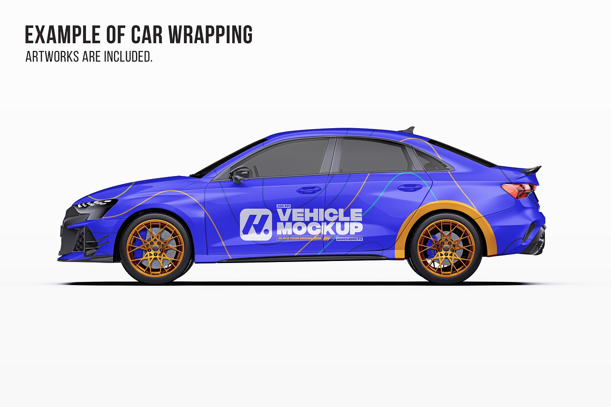 2026 Sport Performance Sedan Set, an Advertising Mockup by Halal Graphic Studio (Photo 7 of 12)