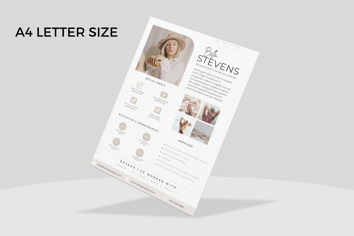 1 Page Media Kit Template - Beige, a Presentation Template by CoCreatorDesigns (Photo 4 of 7)