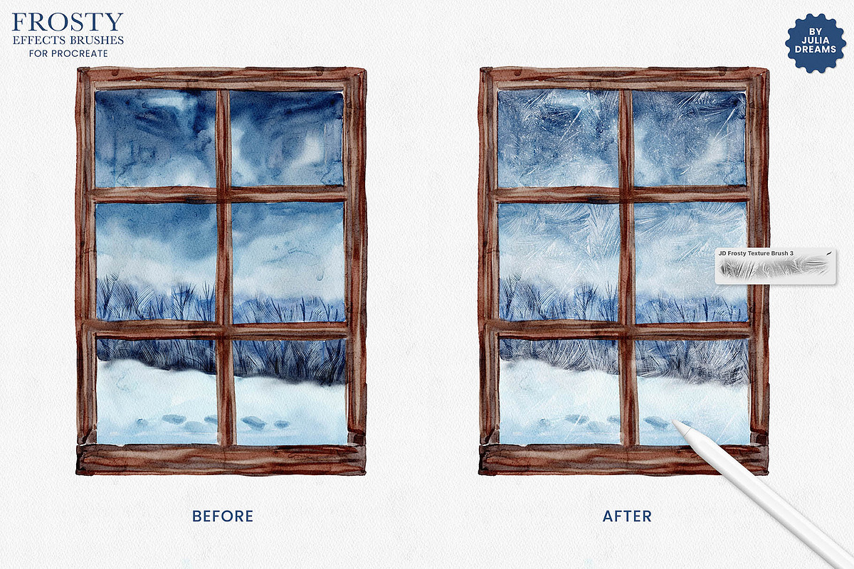 Frosty Effects Brushes for Procreate, a Brush Add-On by Julia Dreams (Photo 4 of 4)