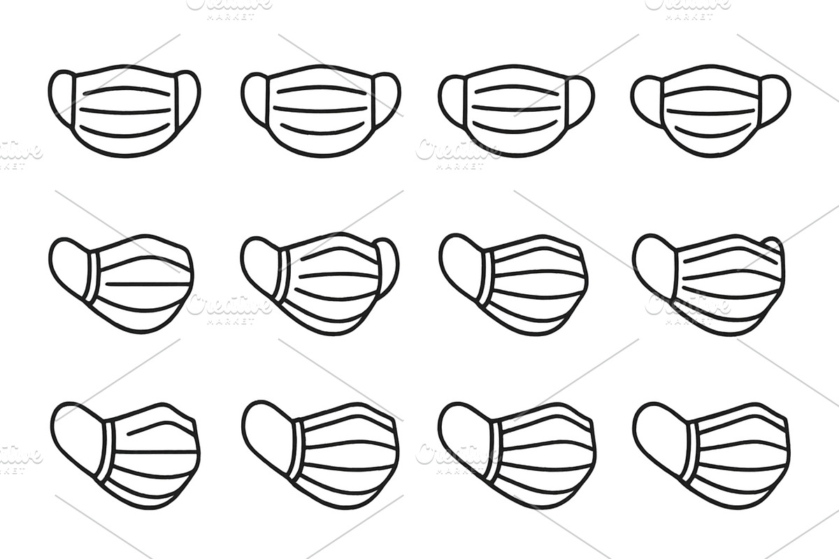 Collection of hand-drawn face masks, an Illustration by ZinetroN