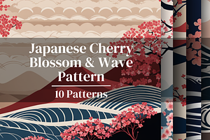 Japanese Cherry Blossom Wave Pattern