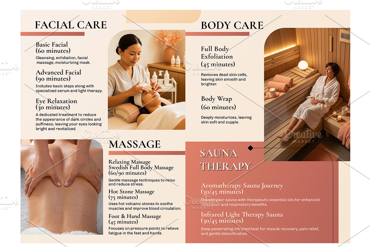 Home Spa Brochure Template| Peach Fuzz preview 3