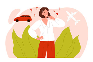 Woman Choosing Between Car And, a Transportation Illustration by Flashvector