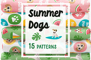 Funny colourful summer dog patterns, a Pattern Graphic by RevolutionizZed (Thumbnail 1 of 9)